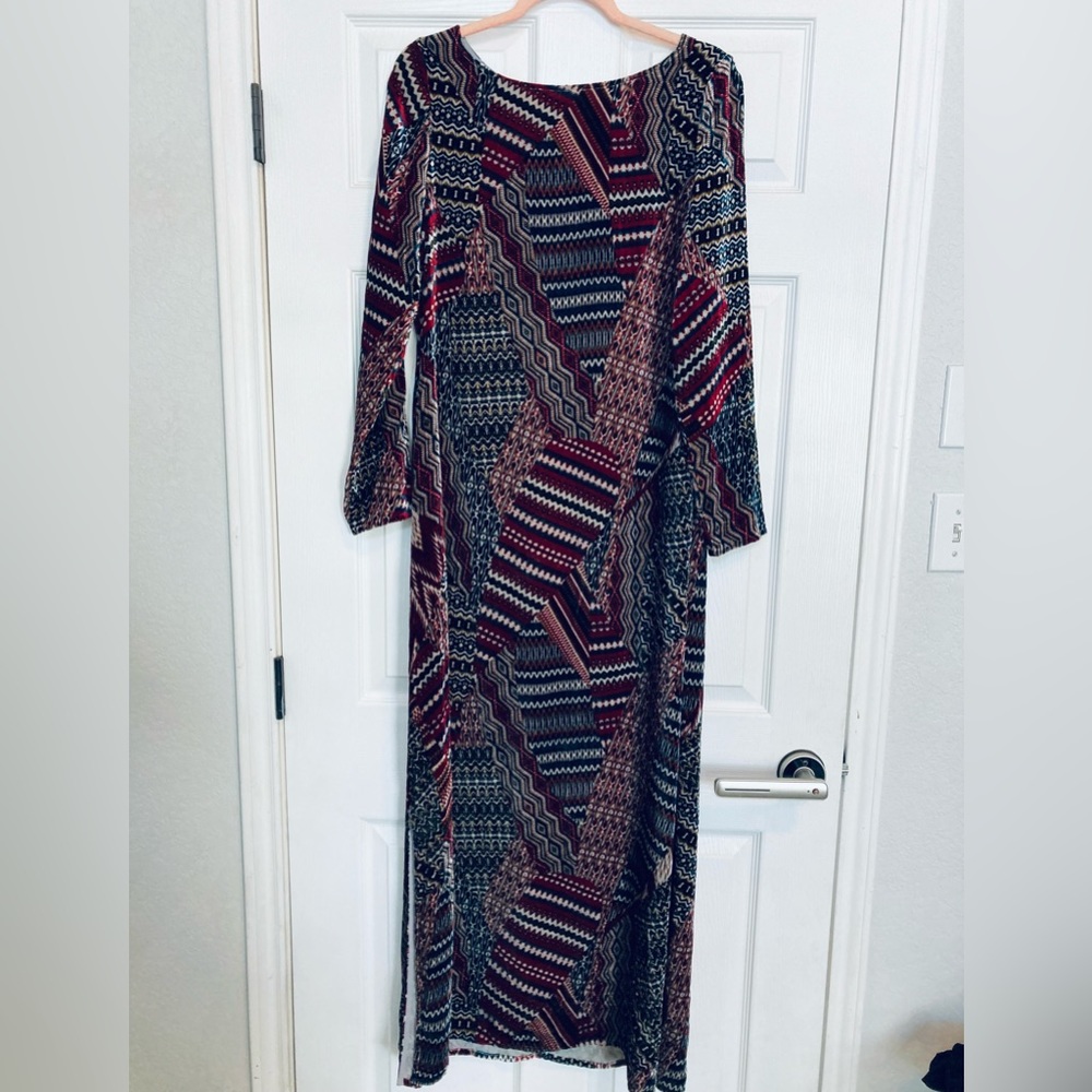 Soft Surroundings women’s long sleeve velvet maxi dress